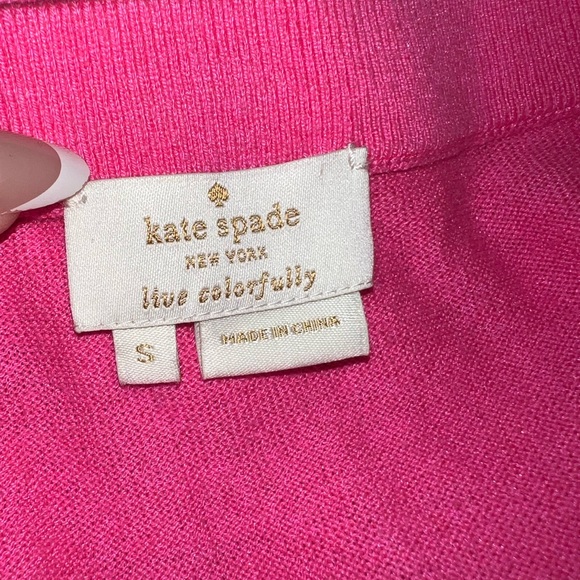 Kate Spade Hot Pink Button-Up Knit Cardigan W/ Bow On Back Sz Small - Picture 4 of 8